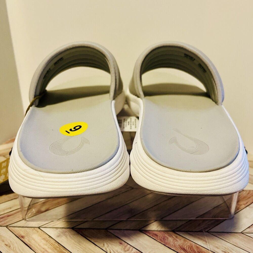 Olukai Komo Slide Men's 9 Sandals‎ Mist Grey White Lightweight 10531-DWDW Padded - Picture 5 of 7